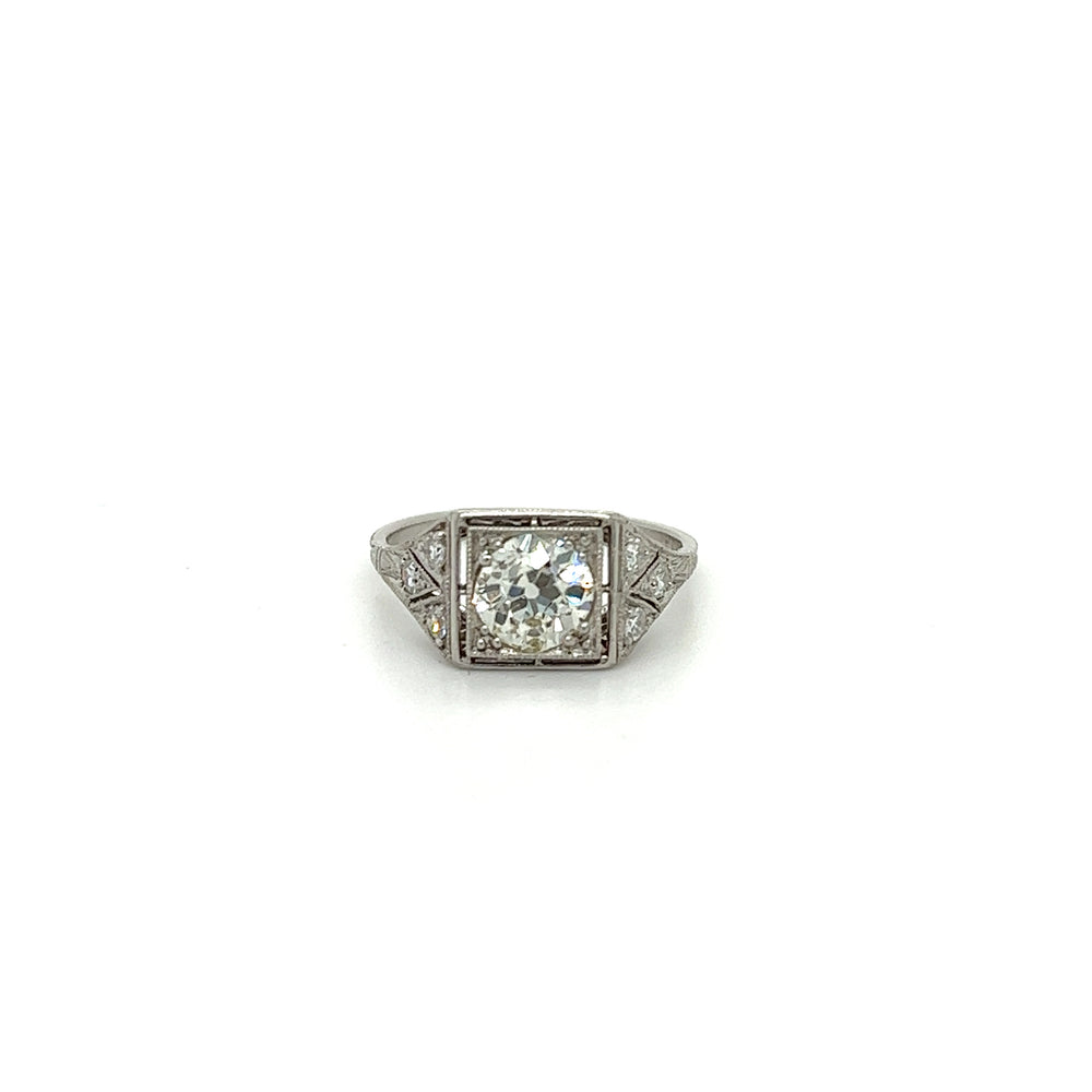Vintage Platinum .92 SI2 L OMC .10ctw Square Top