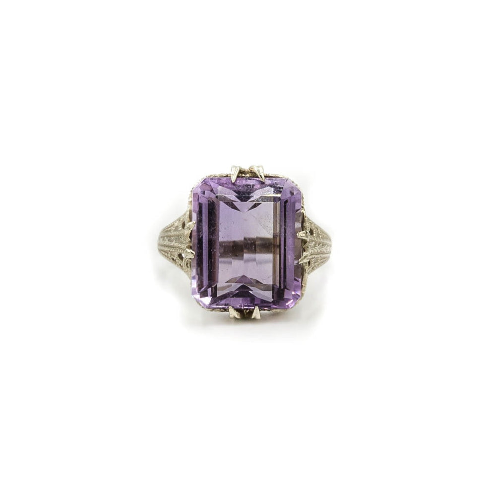 Vintage Amethyst Emerald-Cut Ring