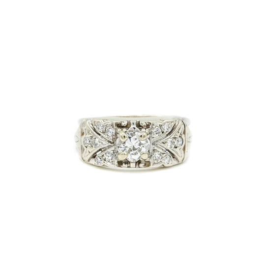 Wide Diamond Vintage Band