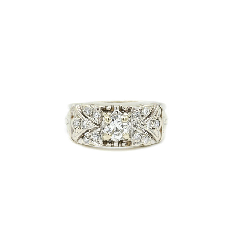 Wide Diamond Vintage Band