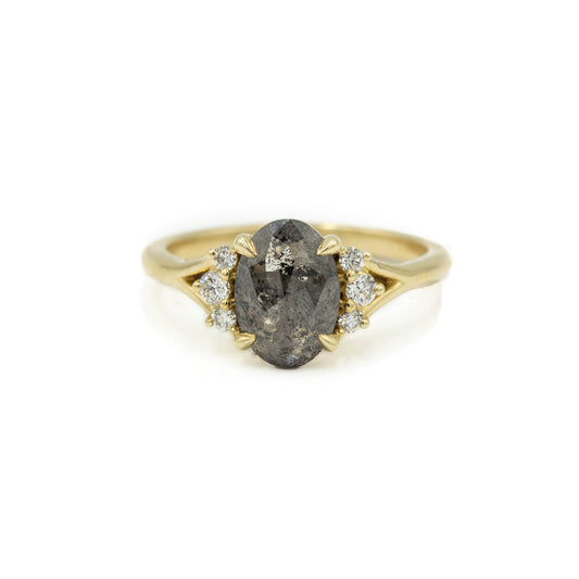 1.91ct “Sheena” Oval-Cut Salt & Pepper Diamond Ring