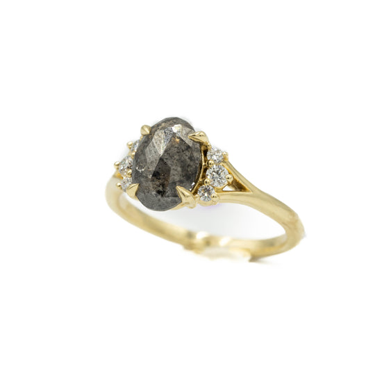 1.91ct “Sheena” Oval-Cut Salt & Pepper Diamond Ring