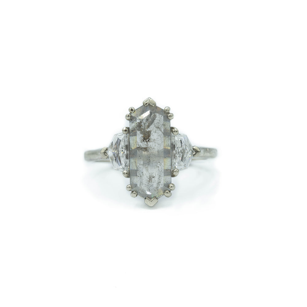 1.96ct Hex-Shaped 3-Stone Diamond Ring