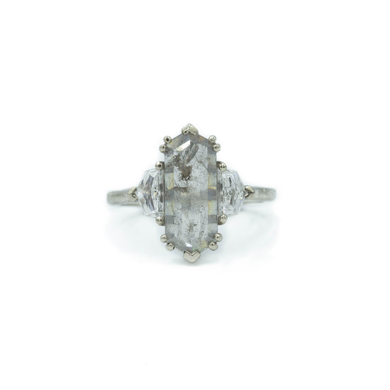 1.96ct Hex-Shaped 3-Stone Diamond Ring