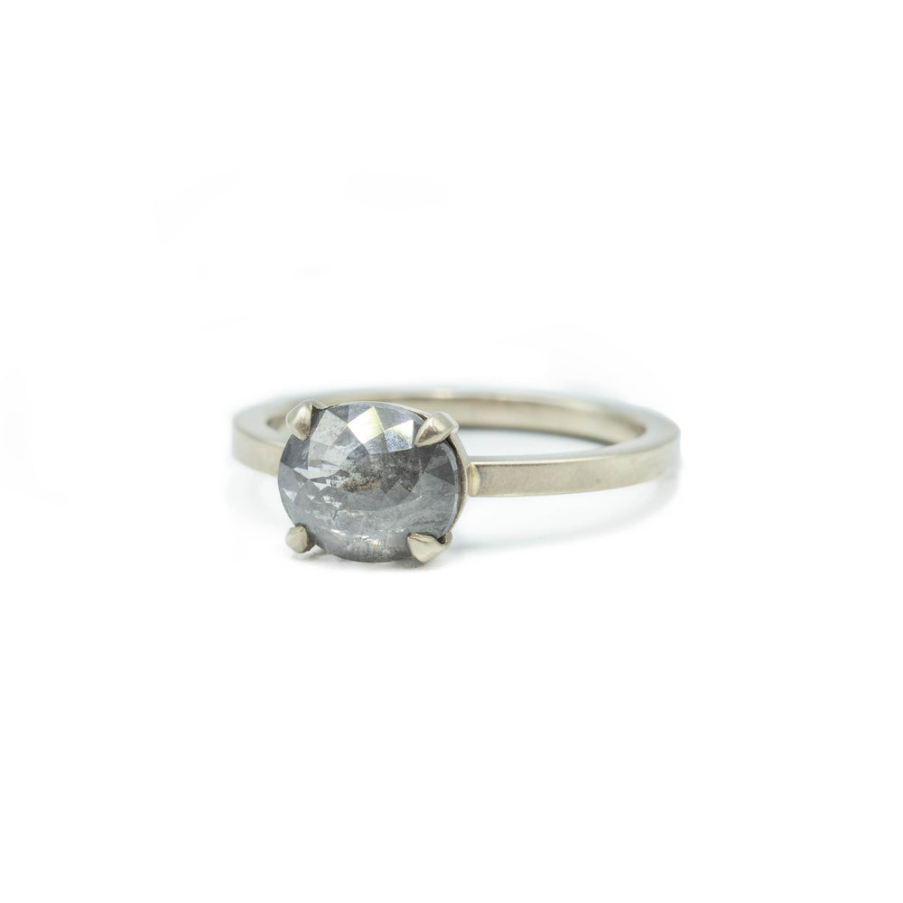 1.60ct Oval-Cut Salt & Pepper Diamond Ring