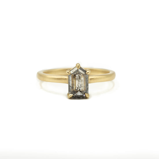 1.13ct Unique Bullet-Shaped Grey Diamond Ring