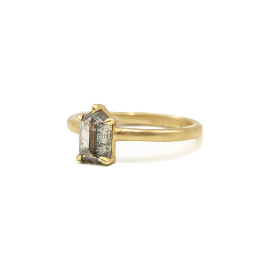 1.13ct Unique Bullet-Shaped Grey Diamond Ring