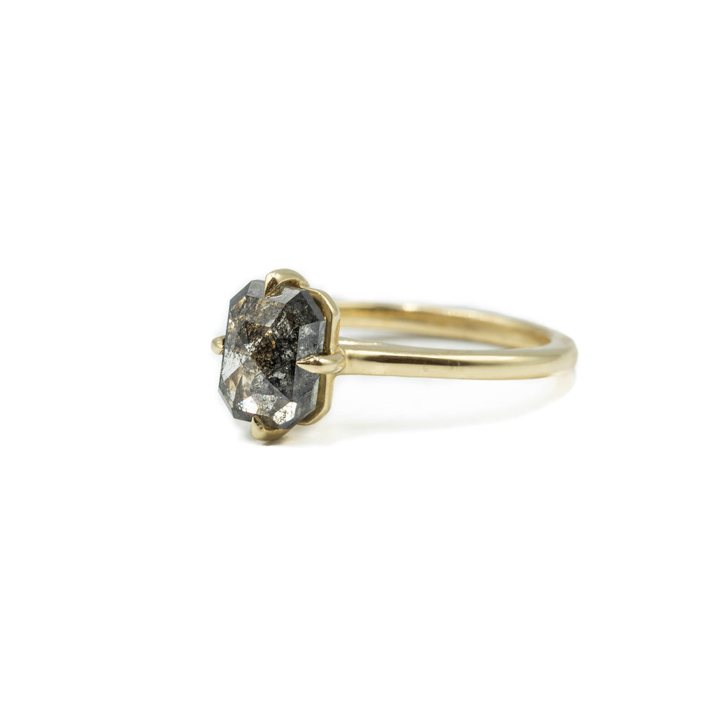 1.98ct Emerald-Cut Salt & Pepper Diamond Ring