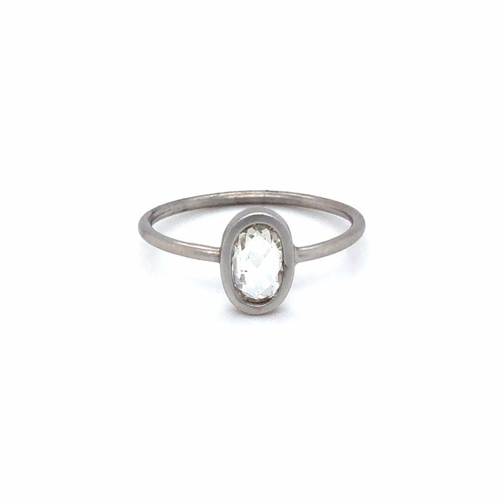 .69ct Oval Rose-Cut 14k White Gold Bezel Ring