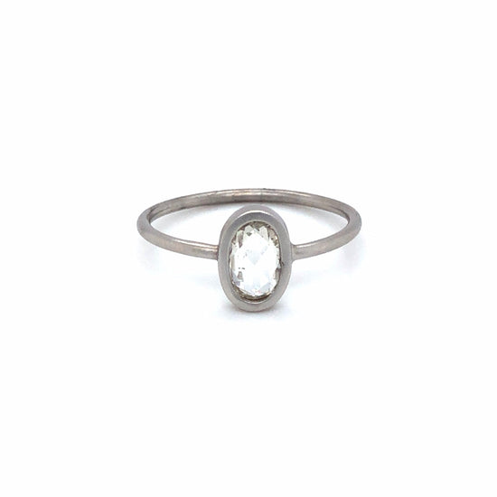 .69ct Oval Rose-Cut 14k White Gold Bezel Ring