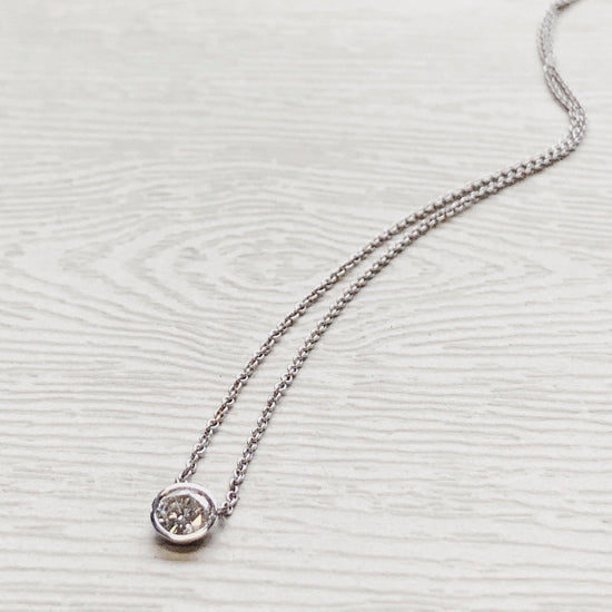 14k White Gold .30ct Bezel Necklace