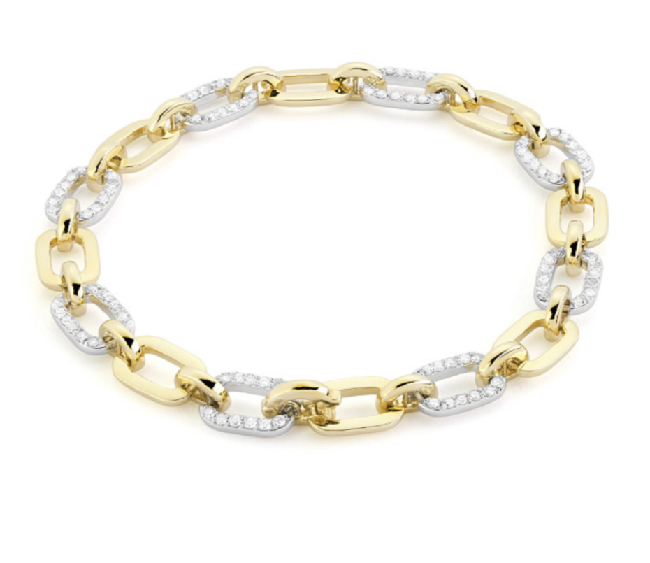 Two-Tone Gold & Diamond Link Bracelet