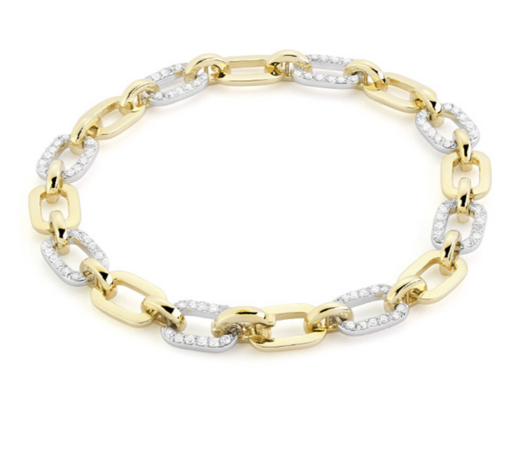 Two-Tone Gold & Diamond Link Bracelet