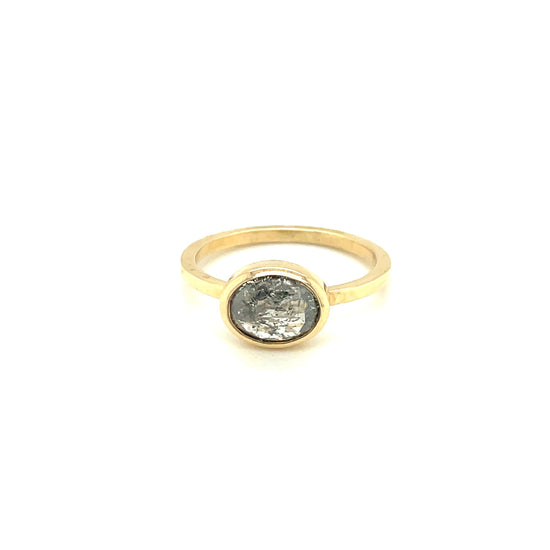 1.55ct East-West Oval Salt & Pepper Diamond Ring