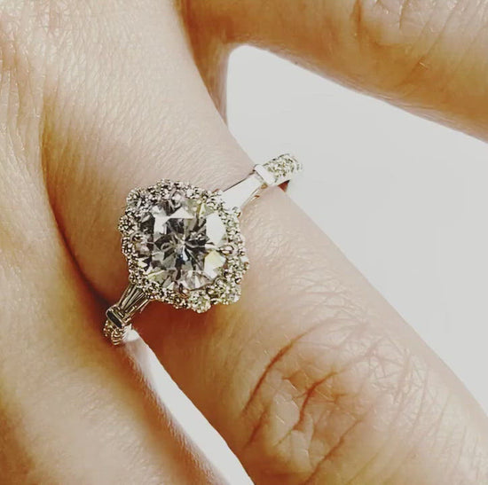 14k White Gold Baguette Halo by Uneek Jewelry