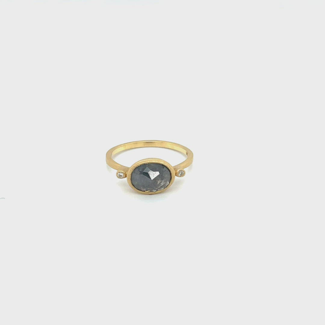 1.24ct East To West Oval Bezel-Set Diamonds Ring