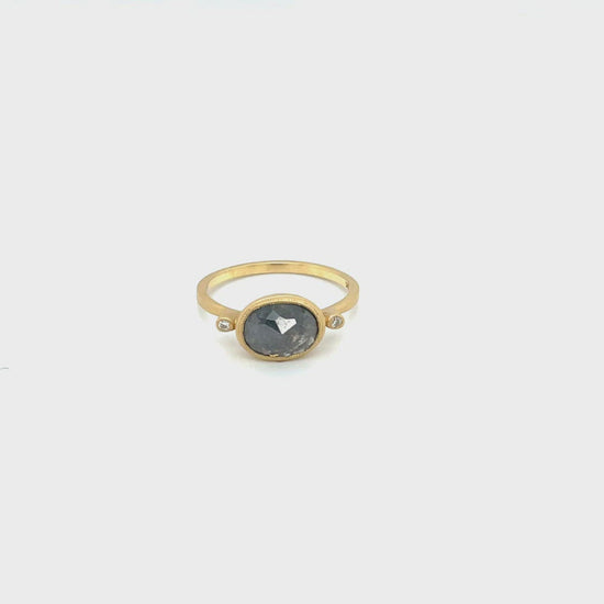 1.24ct East To West Oval Bezel-Set Diamonds Ring