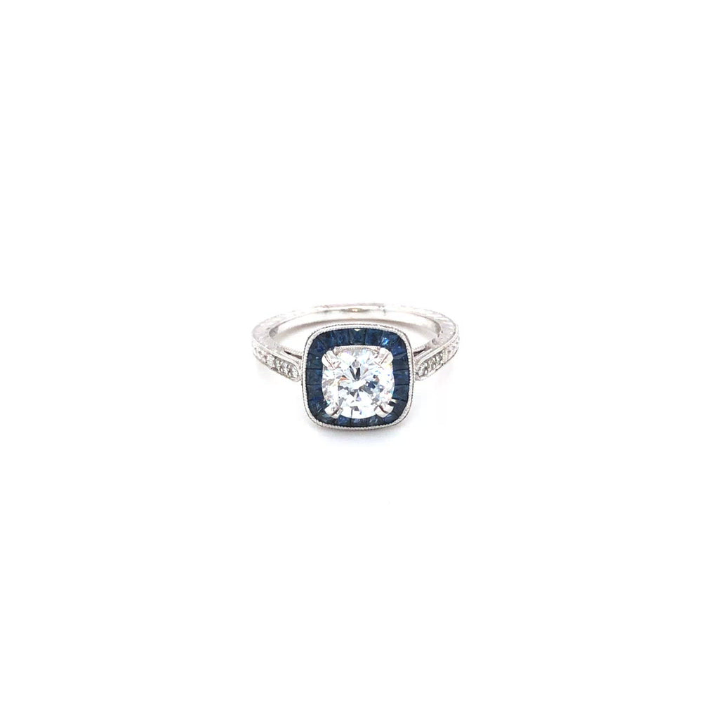 Vintage-Inspired Jolie French Cushion Halo Sapphire Ring