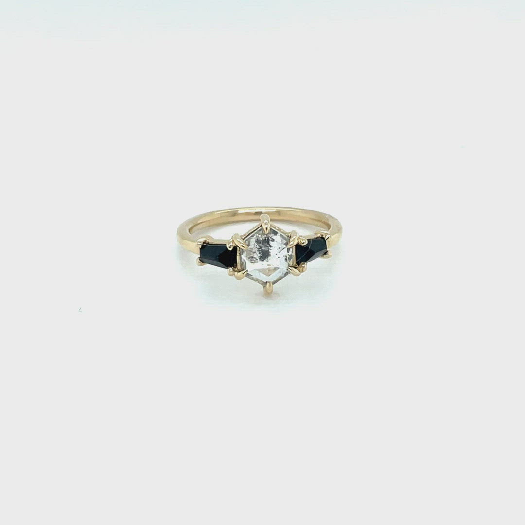 1.33ct Hexagon with .49ct Onyx Baguettes