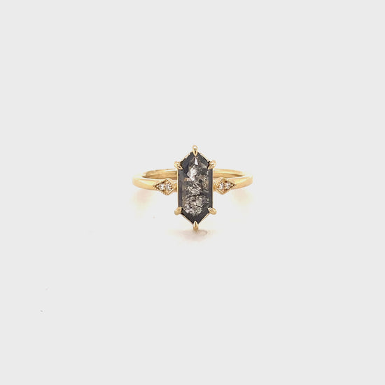 1.14ct Elongated-Hex “Sasha” Salt & Pepper Diamond Ring