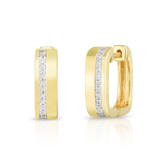 Square Diamond Line Huggie Earrings by Urbaetis Jewelry