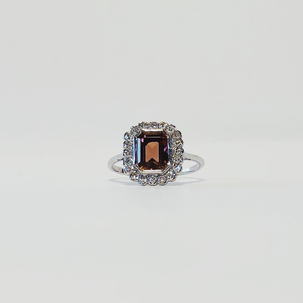 Vintage 1.50ct Tourmaline and Diamond Halo Ring in Platinum