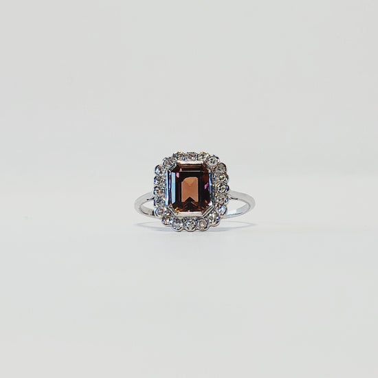Vintage 1.50ct Tourmaline and Diamond Halo Ring in Platinum