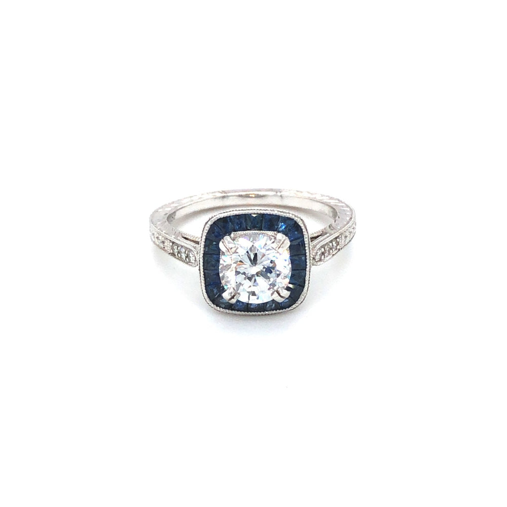 Vintage-Inspired Jolie French Cushion Halo Sapphire Ring