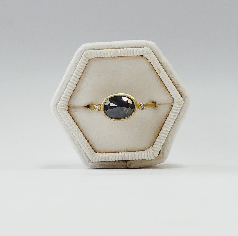 1.24ct East To West Oval Bezel-Set Diamonds Ring