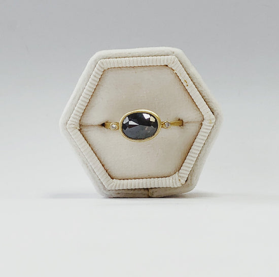 1.24ct East To West Oval Bezel-Set Diamonds Ring