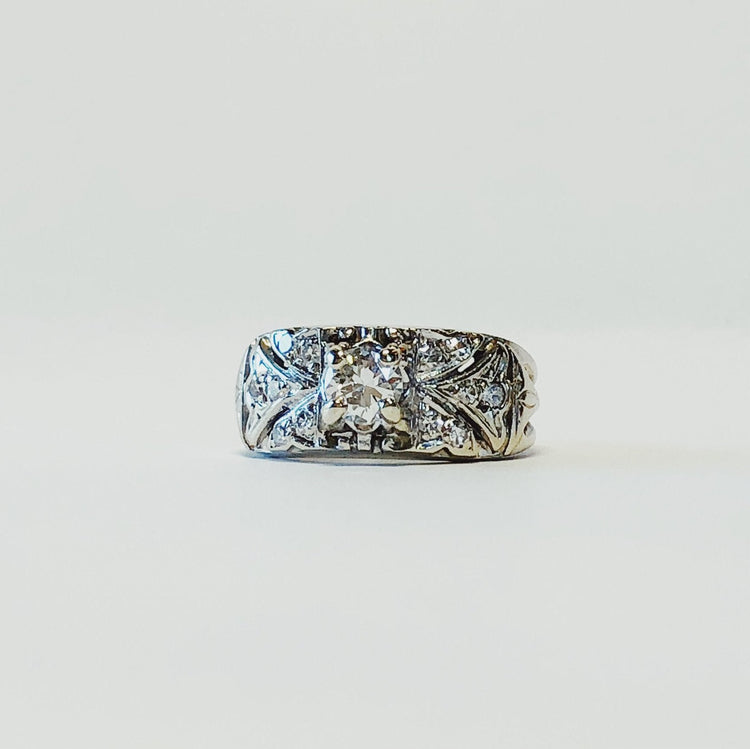 Wide Diamond Vintage Band