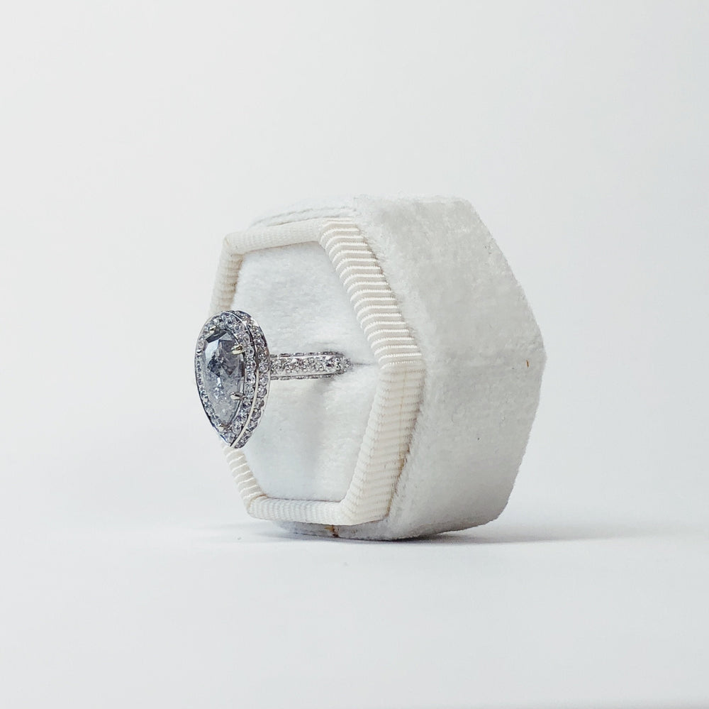 1.04ct Pear-Shaped Halo Gray Diamond Ring