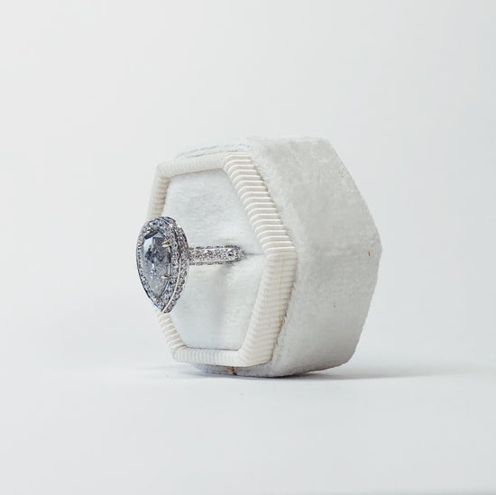1.04ct Pear-Shaped Halo Gray Diamond Ring