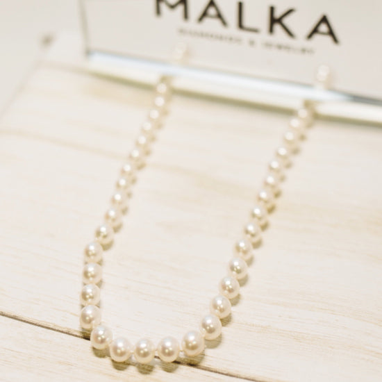 7-7.5mm White Akoya Pearl Necklace