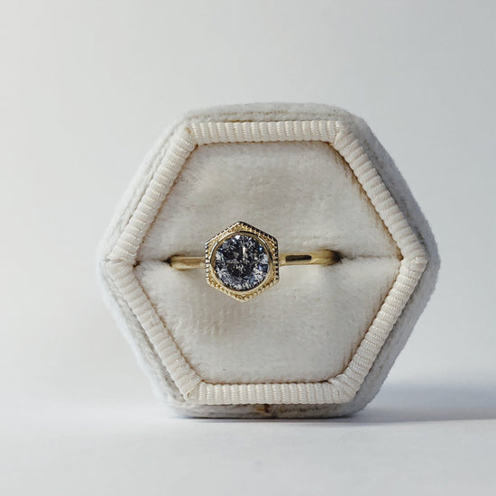 1.02ct Round Brilliant Galaxy 14k Yellow Gold Hexagon Bezel