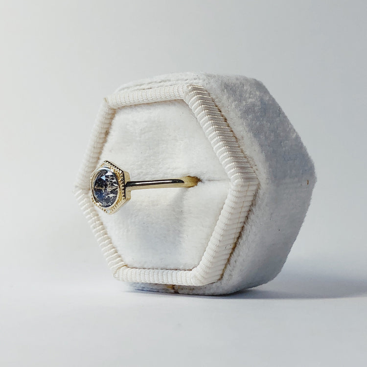 1.02ct Round Brilliant Galaxy 14k Yellow Gold Hexagon Bezel