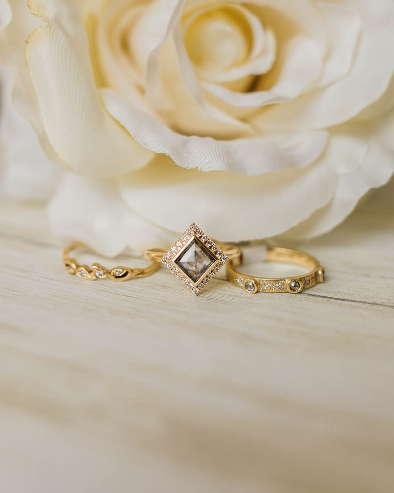.78ct Halo Princess-Cut Salt & Pepper DiamondRing