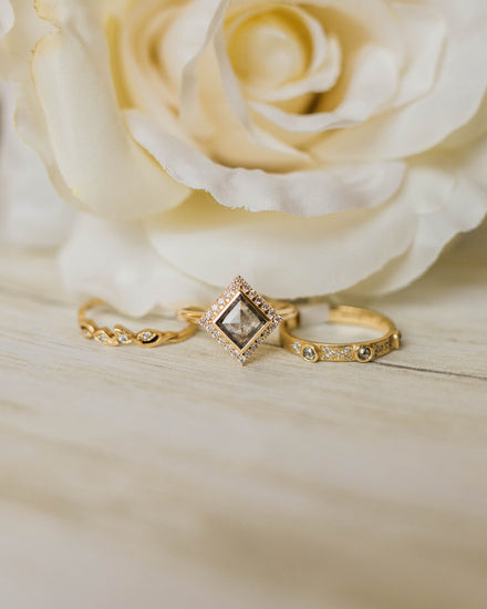 .78ct Halo Princess-Cut Salt & Pepper DiamondRing