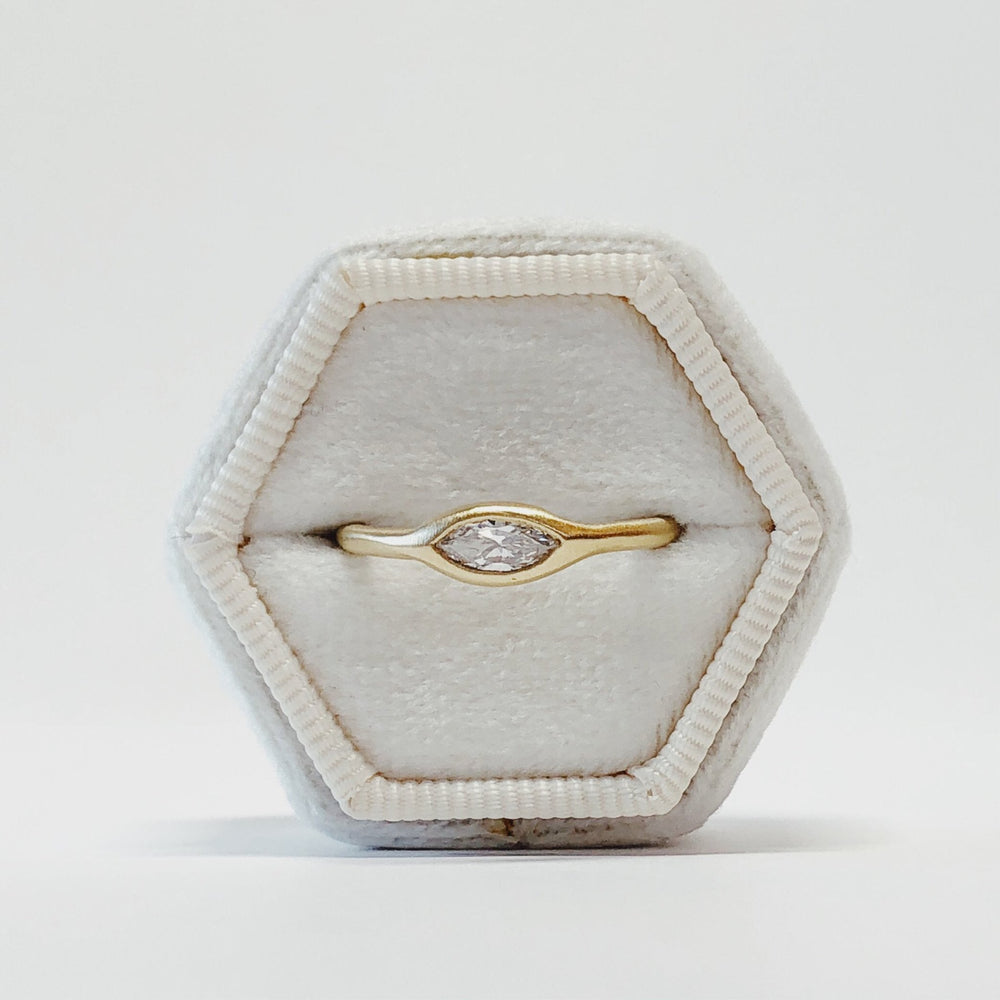 0.24ct East West Marquise Bezel In 18k Yellow Gold by Petite Baleine Jewelry