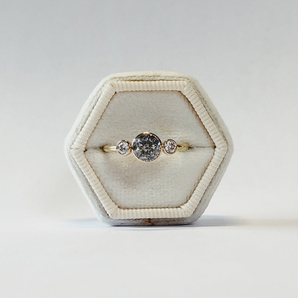 1.15ctw 3-Bezel Gray & White Diamond Ring
