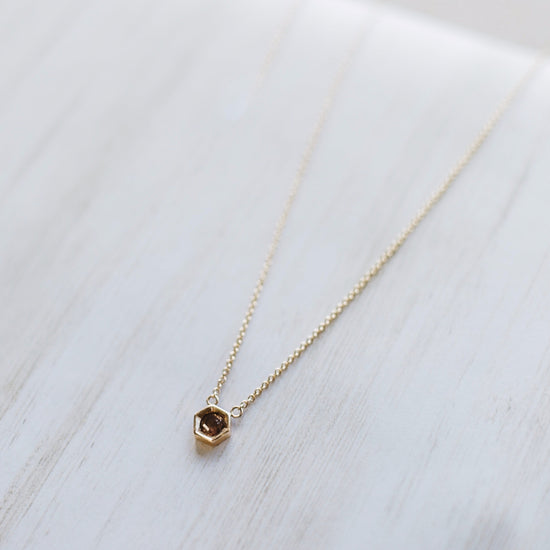 0.30ct Cognac Rose-Cut Diamond 14k Yellow Gold Bezel Necklace