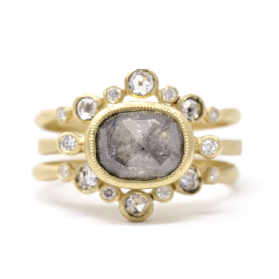Salt + Pepper Diamond V-Shaped Band