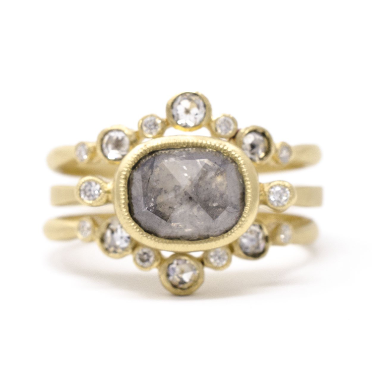 Salt + Pepper Diamond V-Shaped Band