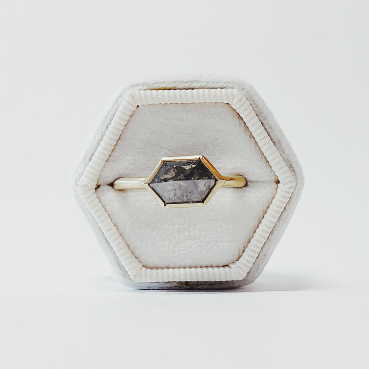 2.04ct Hex-Shaped Bezel Salt & Pepper Diamond Ring