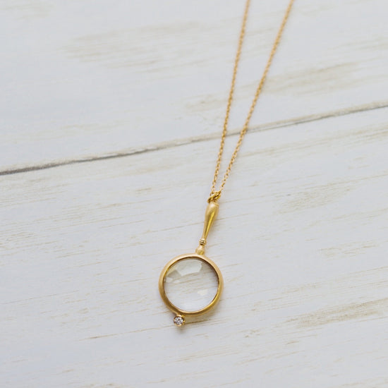 14k Yellow Gold Looking Glass Necklace with 0.05ctw Accent by Marika