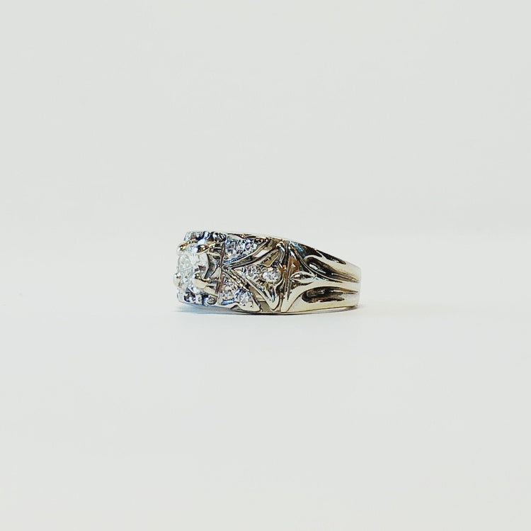 Wide Diamond Vintage Band